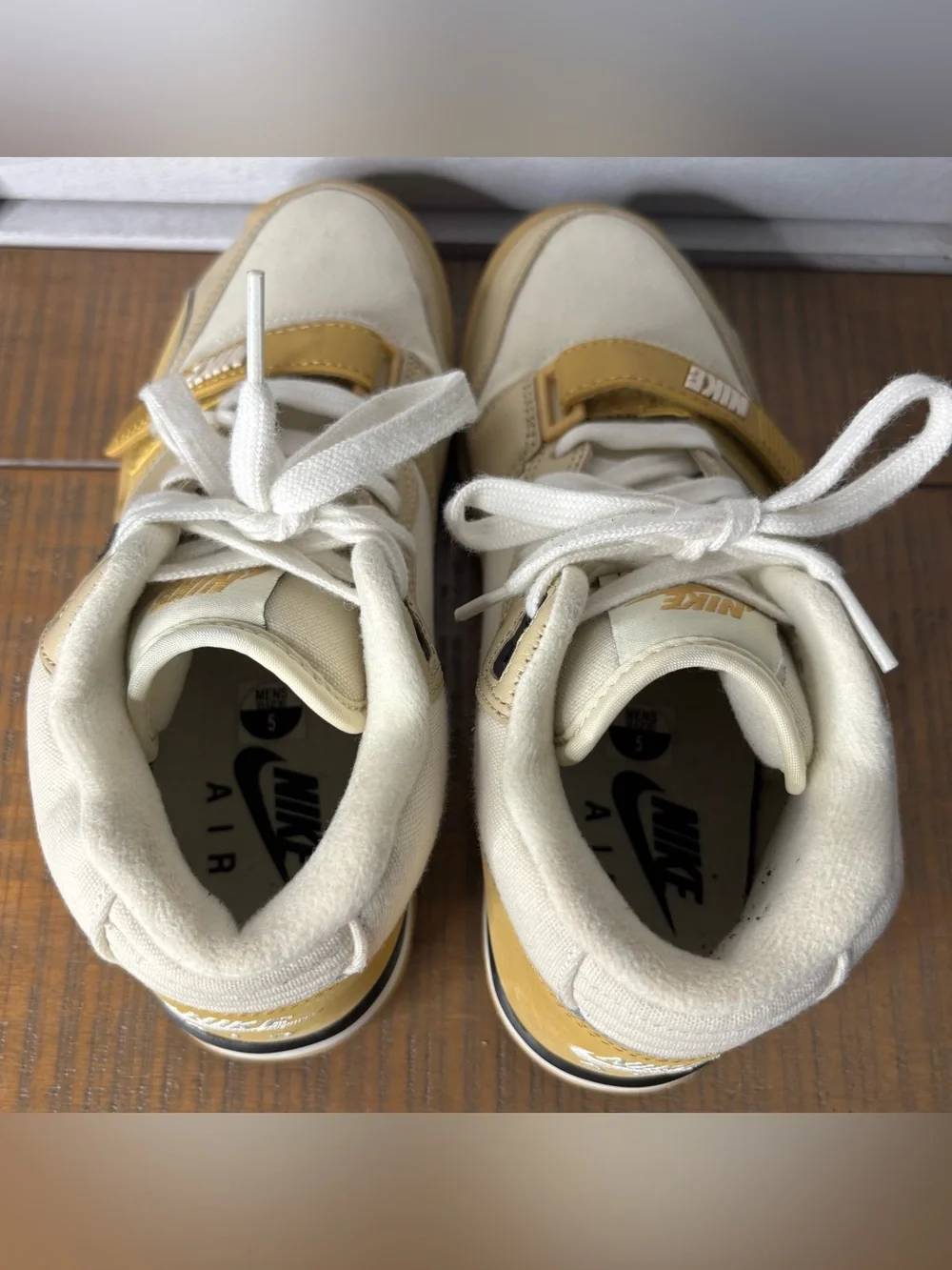 Nike Air Trainer 1 Coconut Milk Team Gold Suede Mid Sneakers DV7201-100 Size 5